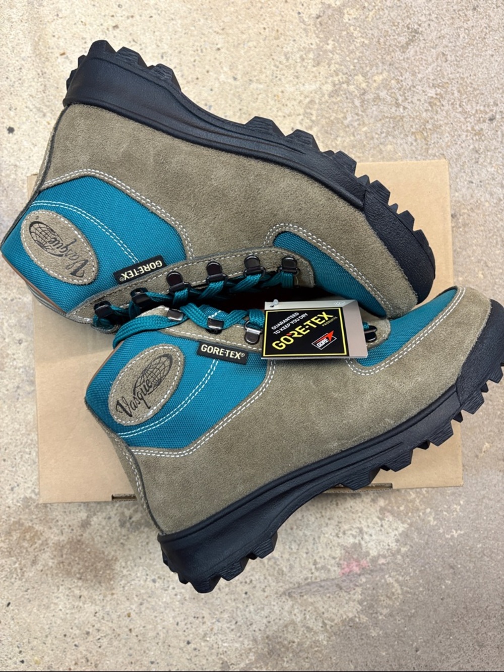 Vasque Women’s Olive/Taupe Suede and Teal Trail Boots